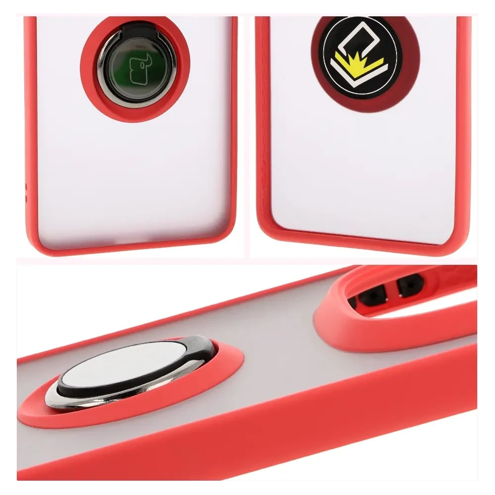 Wholesale Bizon Case Hybrid Ring Xiaomi Redmi Note 14 Pro Plus 5G smoky with a red frame - BIZ8377 - {ean13} - Hurt