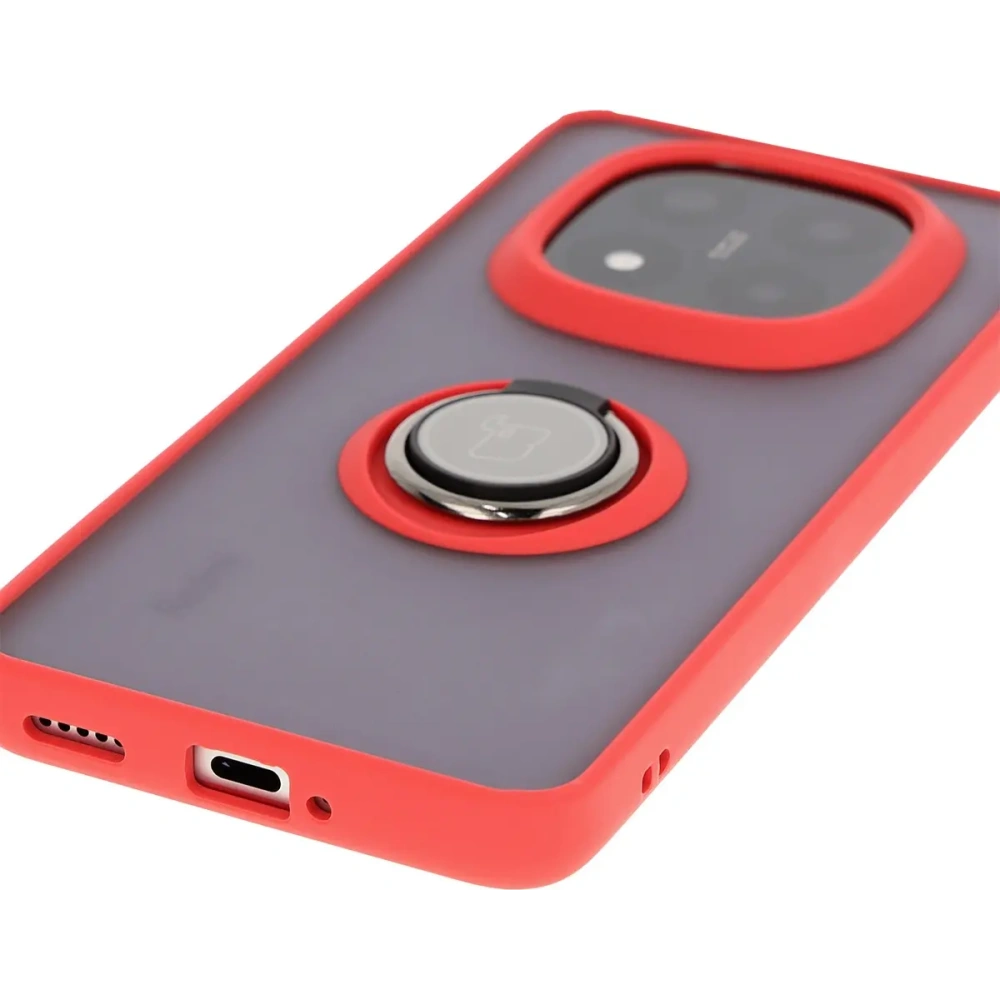 Wholesale Bizon Case Hybrid Ring Xiaomi Redmi Note 14 Pro Plus 5G smoky with a red frame - BIZ8377 - {ean13} - Hurt