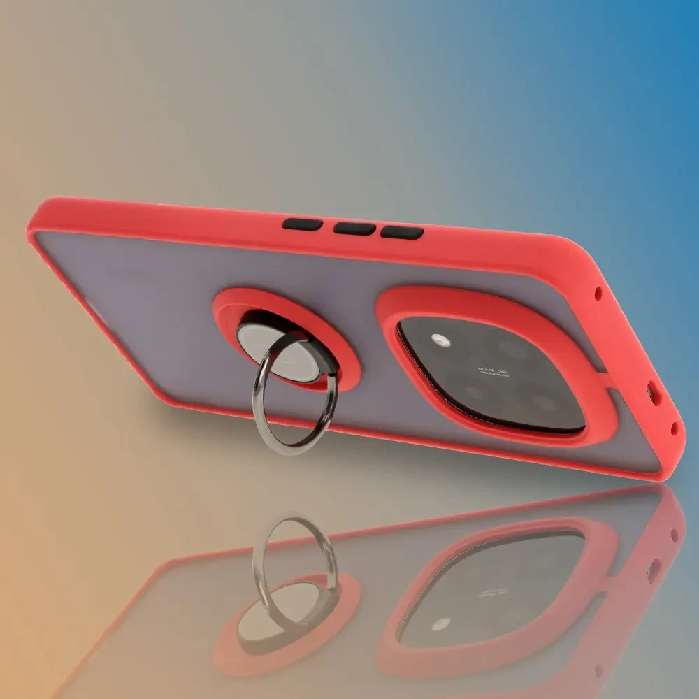 Wholesale Bizon Case Hybrid Ring Xiaomi Redmi Note 14 Pro Plus 5G smoky with a red frame - BIZ8377 - {ean13} - Hurt