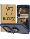 Bizon Case Hybrid Ring Xiaomi Redmi Note 14 Pro Plus 5G fumuriu cu un cadru albastru închis