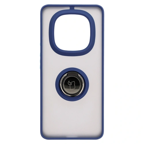 Etui z uchwytem na palec Bizon Case Hybrid Ring do Xiaomi Redmi Note 14 Pro Plus 5G przydymione z granatową ramką