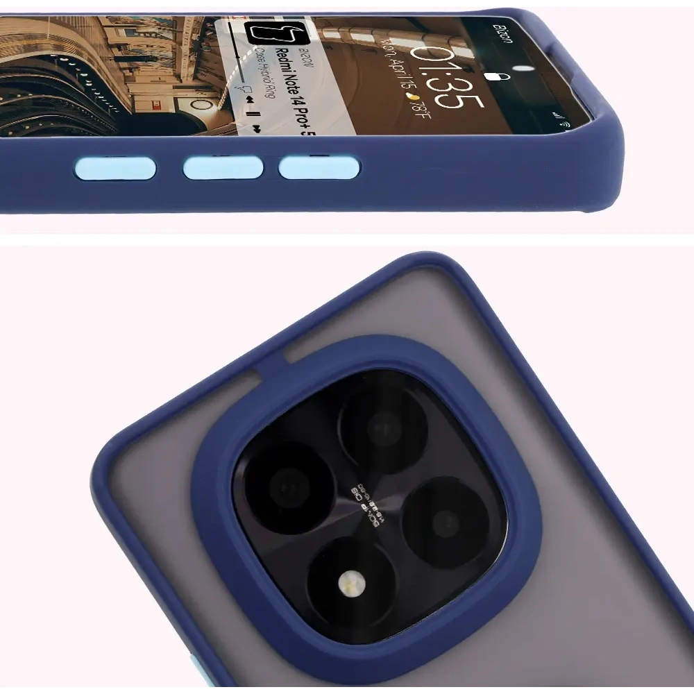 Hurtownia GSM - Bizon Case Hybrid Ring Xiaomi Redmi Note 14 Pro Plus 5G fumuriu cu un cadru albastru închis - BIZ8378 - {ean13} - Hurt