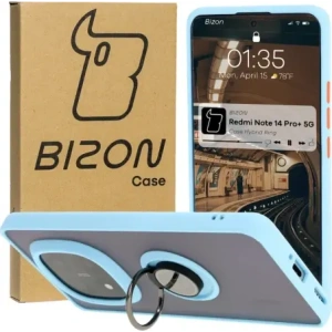Hurtownia GSM - Bizon Case Hybrid Ring Xiaomi Redmi Note 14 Pro Plus 5G fumuriu cu un cadru albastru deschis - BIZ8379 - {ean13} - Hurt