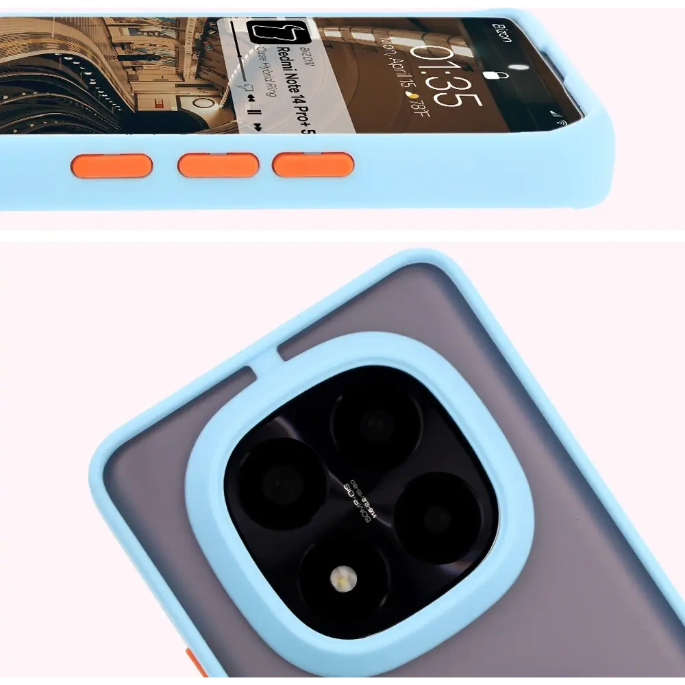 Hurtownia GSM - Bizon Case Hybrid Ring Xiaomi Redmi Note 14 Pro Plus 5G fumuriu cu un cadru albastru deschis - BIZ8379 - {ean13} - Hurt