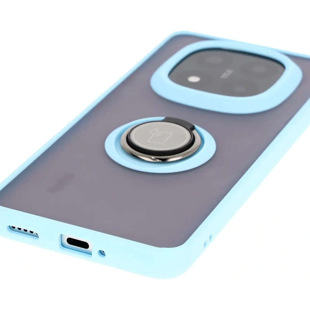 Wholesale Bizon Case Hybrid Ring Xiaomi Redmi Note 14 Pro Plus 5G smoky with a light blue frame - BIZ8379 - {ean13} - Hurt