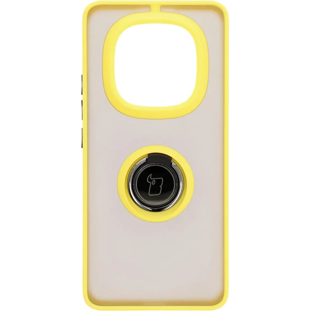 Hurtownia GSM - Etui z uchwytem na palec Bizon Case Hybrid Ring do Xiaomi Redmi Note 14 Pro Plus 5G przydymione z żółtą ramką - BIZ8380 - {ean13} - Hurt