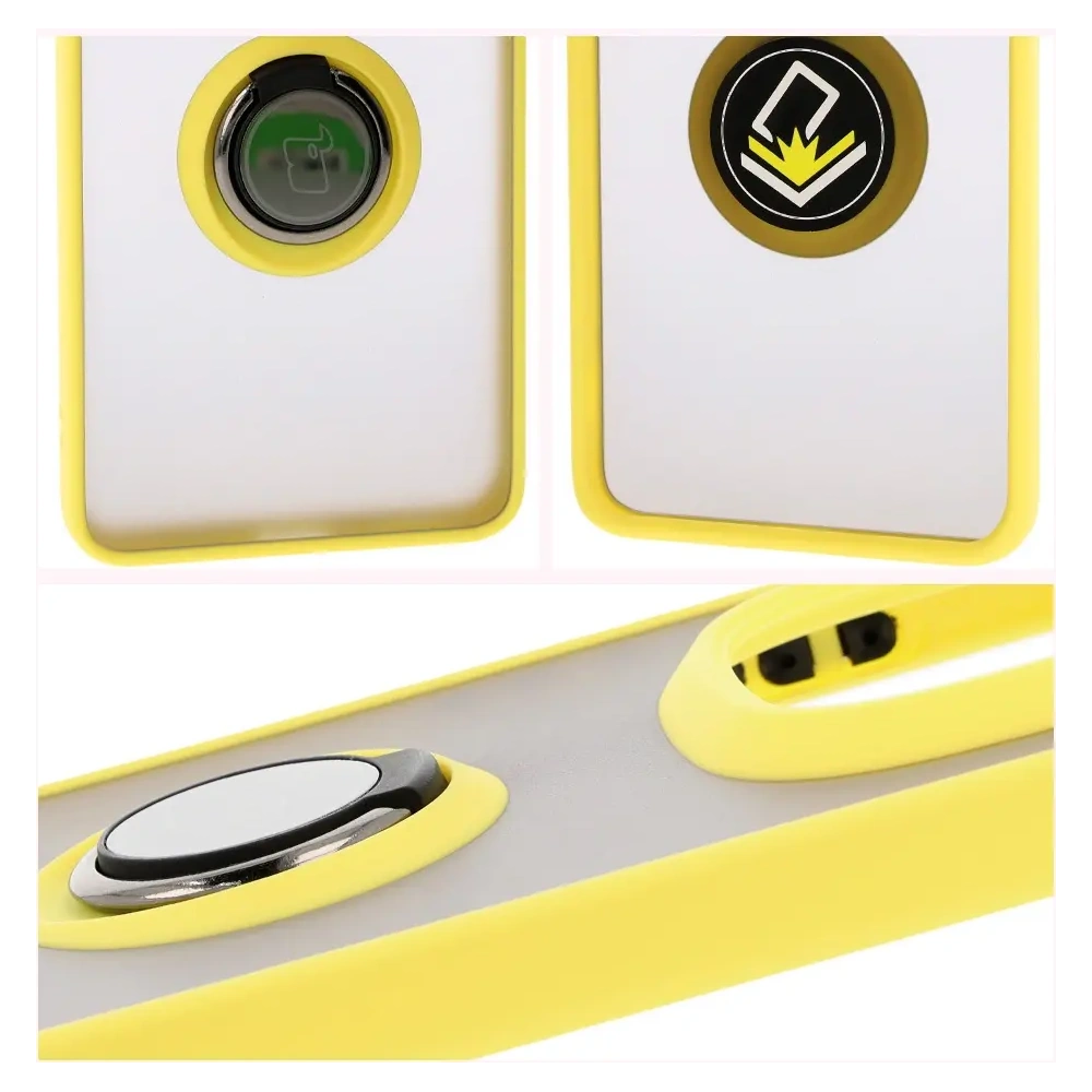 Hurtownia GSM - Etui z uchwytem na palec Bizon Case Hybrid Ring do Xiaomi Redmi Note 14 Pro Plus 5G przydymione z żółtą ramką - BIZ8380 - {ean13} - Hurt
