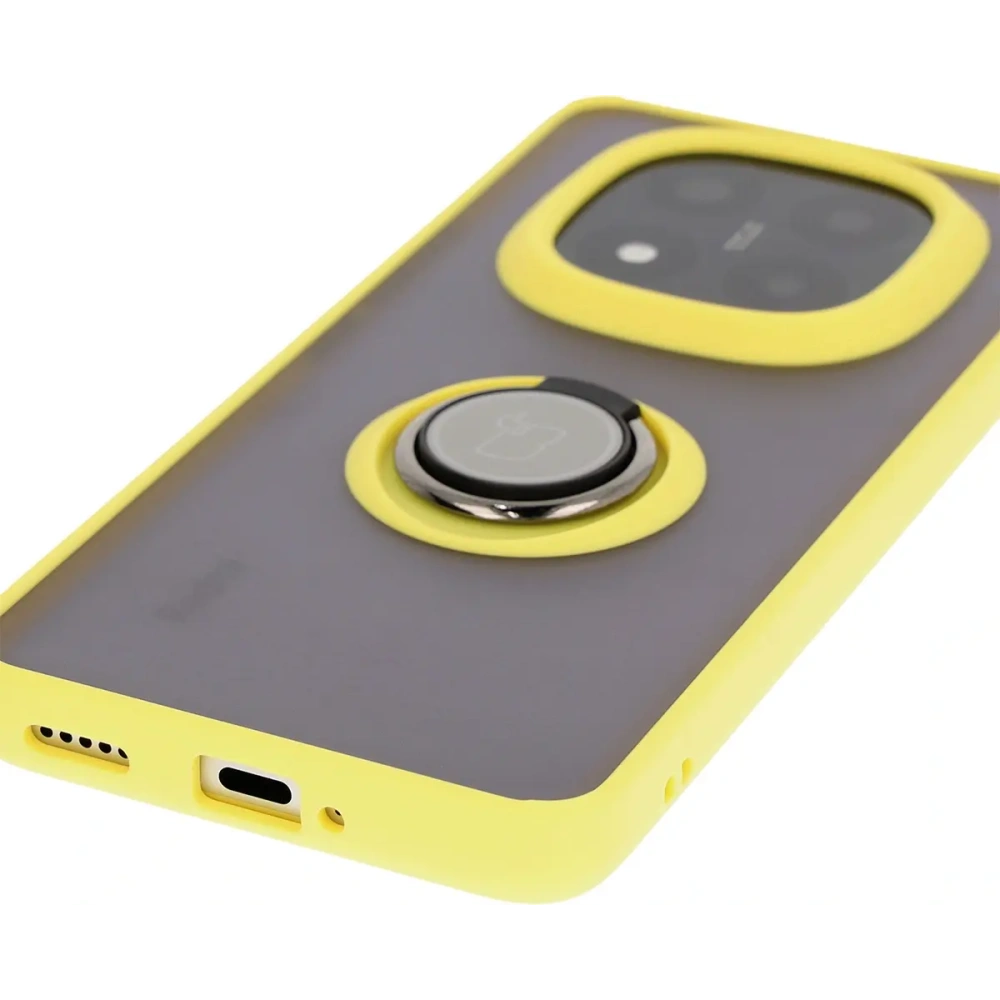 Wholesale Bizon Case Hybrid Ring Xiaomi Redmi Note 14 Pro Plus 5G smoky with a yellow frame - BIZ8380 - {ean13} - Hurt
