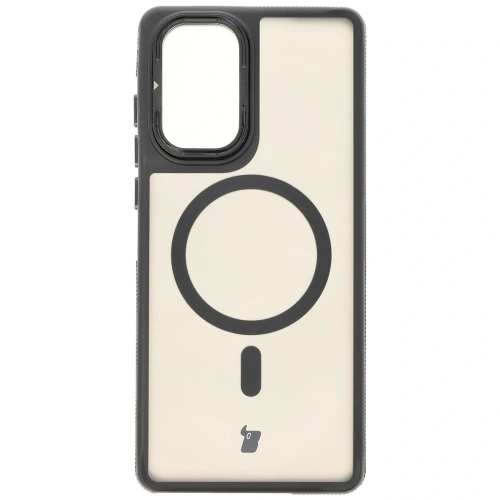 Etui z podstawką i pierścieniem magnetycznym Bizon Case Eclipse do Motorola Edge 50 Fusion przydymione z czarną ramką