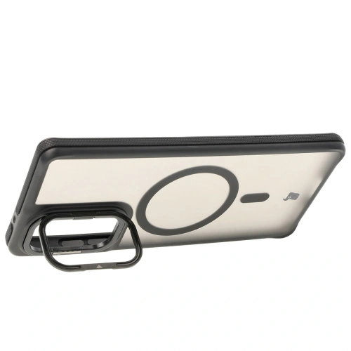 Etui z podstawką i pierścieniem magnetycznym Bizon Case Eclipse do Motorola Edge 50 Fusion przydymione z czarną ramką