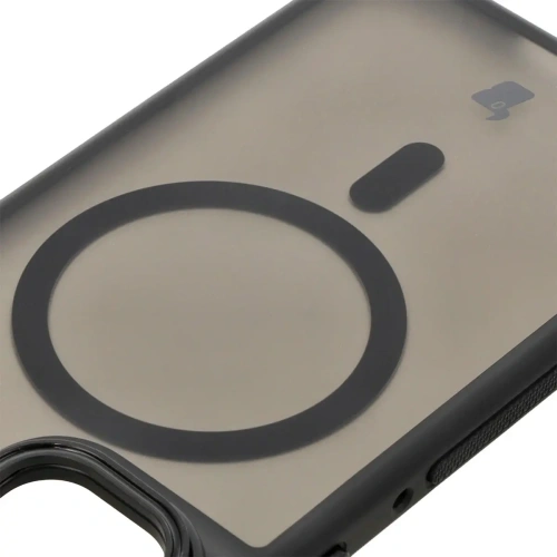 Etui z podstawką i pierścieniem magnetycznym Bizon Case Eclipse do Motorola Edge 50 Fusion przydymione z czarną ramką