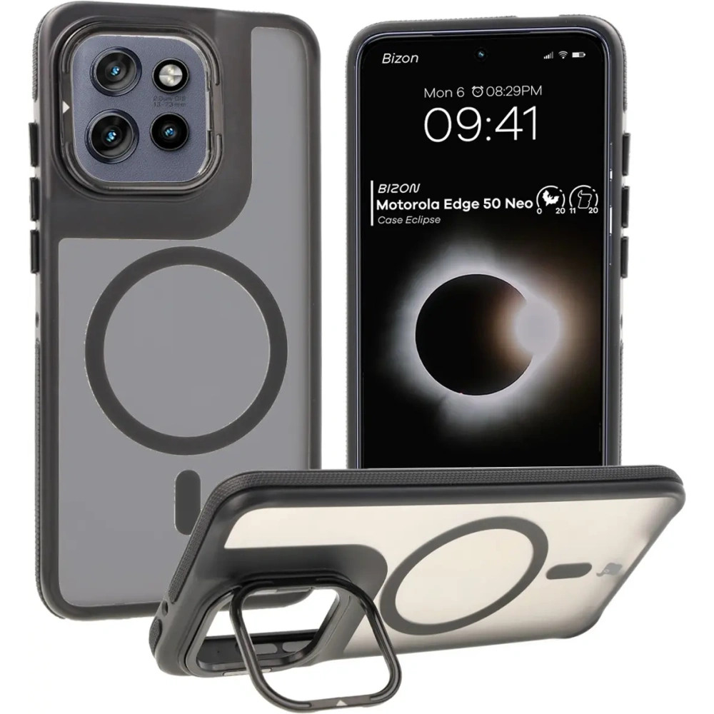 Hurtownia GSM - Bizon Case Eclipse Állvány & Magnetic Motorola Edge 50 Neo füstös fekete kerettel - BIZ8401 - {ean13} - Hurt