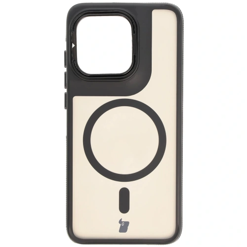 Etui z podstawką i pierścieniem magnetycznym Bizon Case Eclipse do Motorola Edge 50 Neo przydymione z czarną ramką