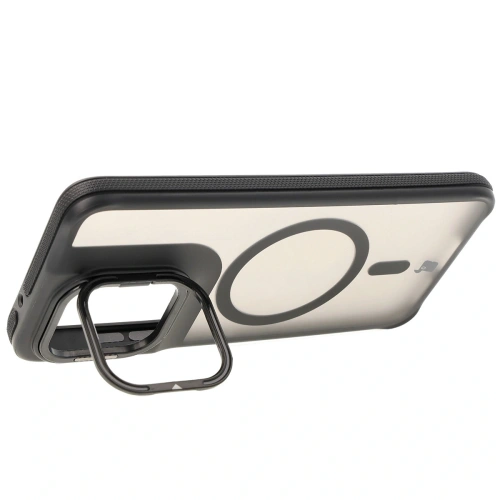 Etui z podstawką i pierścieniem magnetycznym Bizon Case Eclipse do Motorola Edge 50 Neo przydymione z czarną ramką