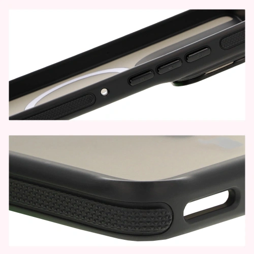 Etui z podstawką i pierścieniem magnetycznym Bizon Case Eclipse do Motorola Edge 50 Neo przydymione z czarną ramką