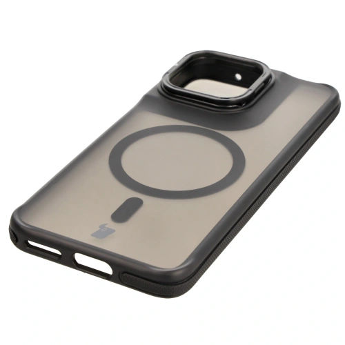 Etui z podstawką i pierścieniem magnetycznym Bizon Case Eclipse do Motorola Edge 50 Neo przydymione z czarną ramką