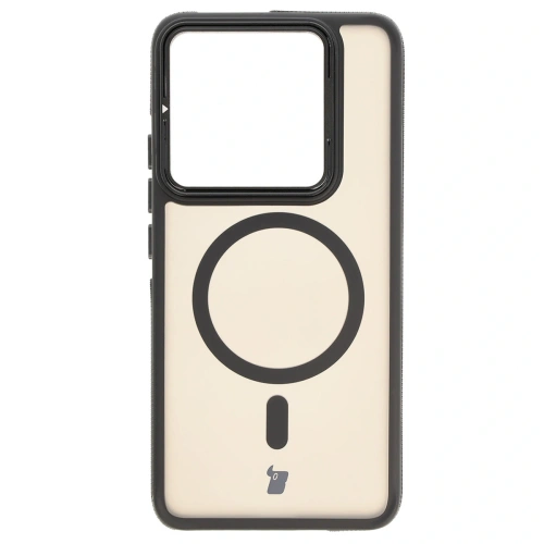 Etui z podstawką i pierścieniem magnetycznym Bizon Case Eclipse do Xiaomi 14T Pro przydymione z czarną ramką