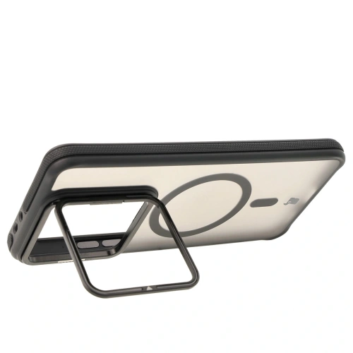 Etui z podstawką i pierścieniem magnetycznym Bizon Case Eclipse do Xiaomi 14T Pro przydymione z czarną ramką