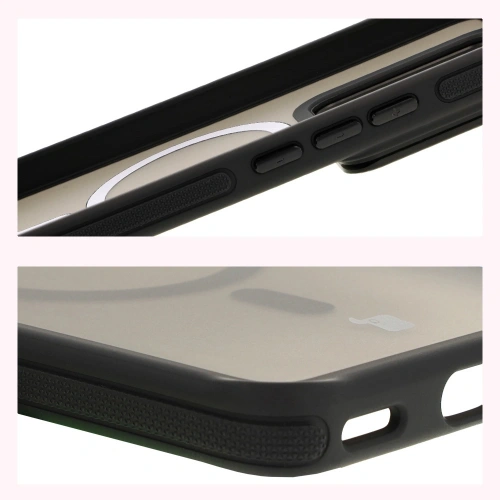 Etui z podstawką i pierścieniem magnetycznym Bizon Case Eclipse do Xiaomi 14T Pro przydymione z czarną ramką