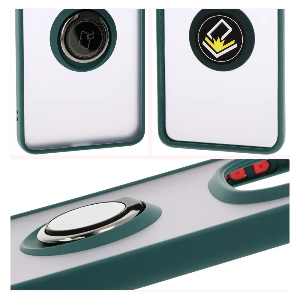 Wholesale Bizon Case Hybrid Ring Xiaomi Redmi Note 14 Pro 5G / Poco X7 smoky with a dark green frame - BIZ8403 - {ean13} - Hurt