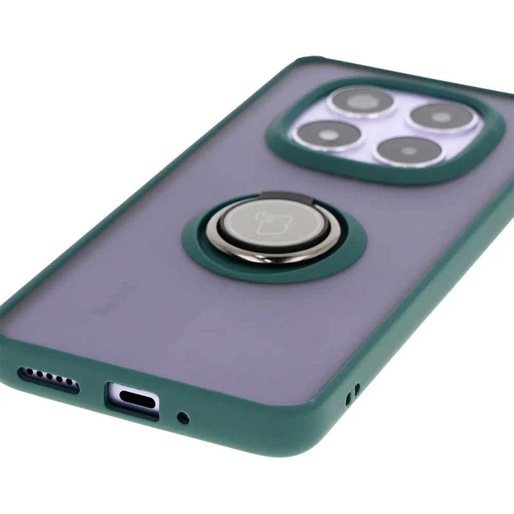 Wholesale Bizon Case Hybrid Ring Xiaomi Redmi Note 14 Pro 5G / Poco X7 smoky with a dark green frame - BIZ8403 - {ean13} - Hurt