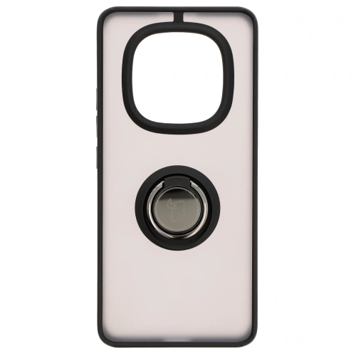 Etui z uchwytem na palec Bizon Case Hybrid Ring do Xiaomi Redmi Note 14 Pro 5G / Poco X7 przydymione z czarną ramką