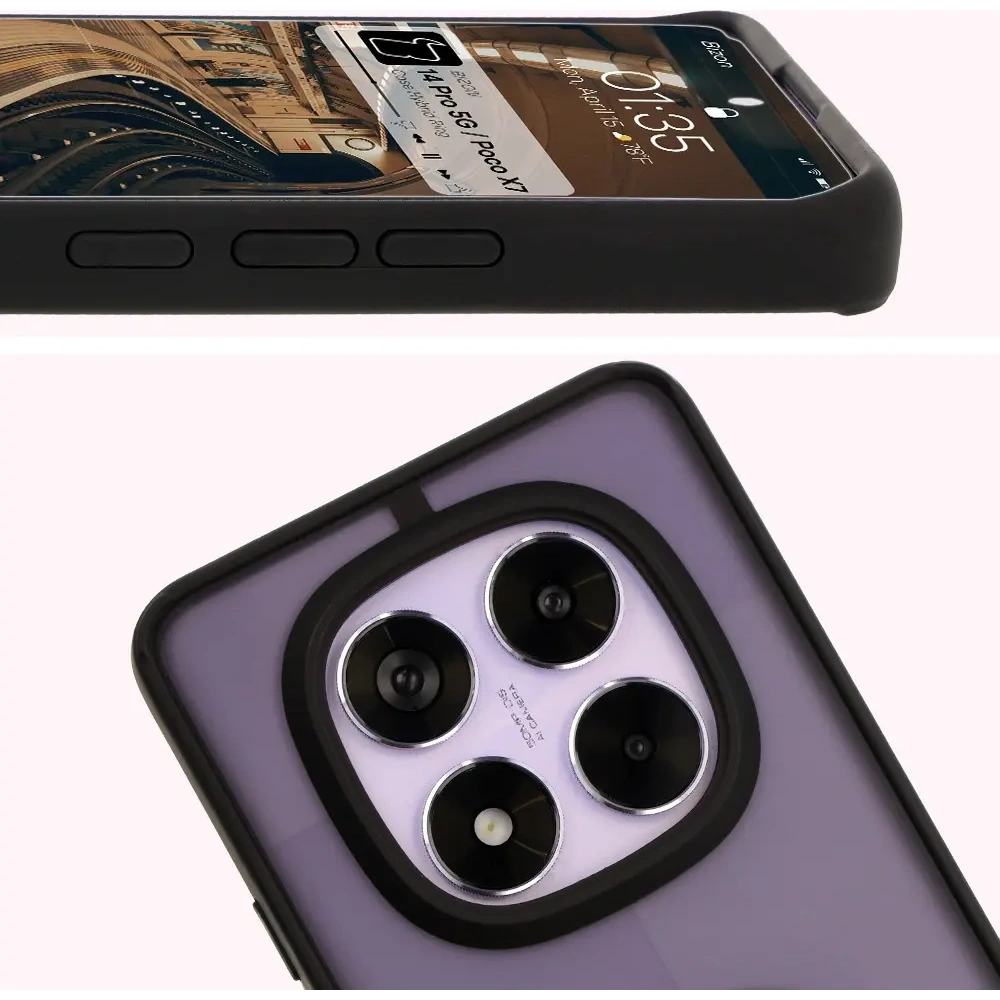 Wholesale Bizon Case Hybrid Ring Xiaomi Redmi Note 14 Pro 5G / Poco X7 smoky with a black frame - BIZ8404 - {ean13} - Hurt