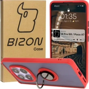 Hurtownia GSM - Bizon Case Hybrid Ring Xiaomi Redmi Note 14 Pro 5G / Poco X7 rauchig mit einem roten Rahmen - BIZ8405 - {ean13} - Hurt