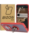 Etui s úchopem na prst Bizon Case Hybrid Ring do Xiaomi Redmi Note 14 Pro 5G / Poco X7 kouřové s červeným rámem