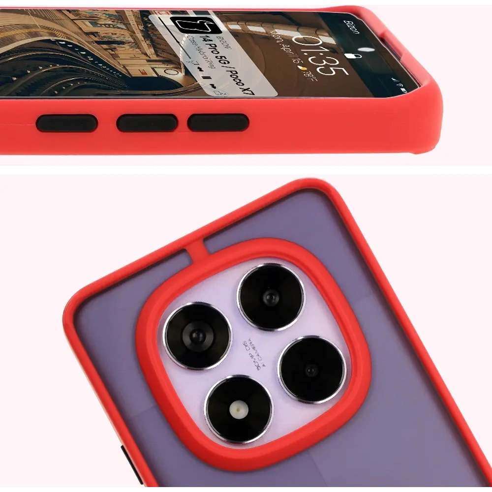 Wholesale Bizon Case Hybrid Ring Xiaomi Redmi Note 14 Pro 5G / Poco X7 smoky with a red frame - BIZ8405 - {ean13} - Hurt
