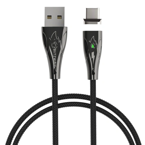 Kabel magnetyczny USB-C Blitzwolf BW-TC20, 3A, 1m (czarny)