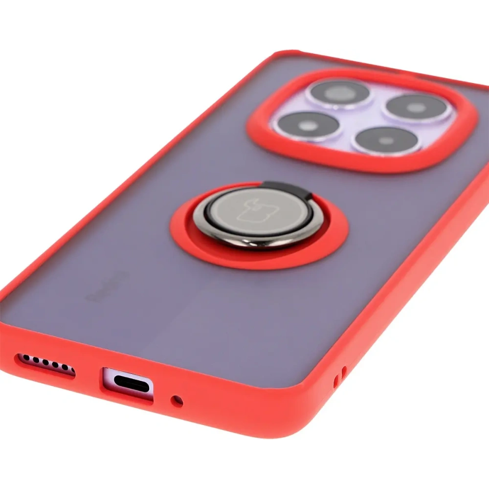Wholesale Bizon Case Hybrid Ring Xiaomi Redmi Note 14 Pro 5G / Poco X7 smoky with a red frame - BIZ8405 - {ean13} - Hurt