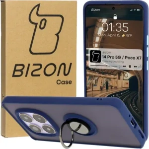 Hurtownia GSM - Bizon Case Hybrid Ring Xiaomi Redmi Note 14 Pro 5G / Poco X7 rauchig mit einem dunkelblauen Rahmen - BIZ8406 - {ean13} - Hurt