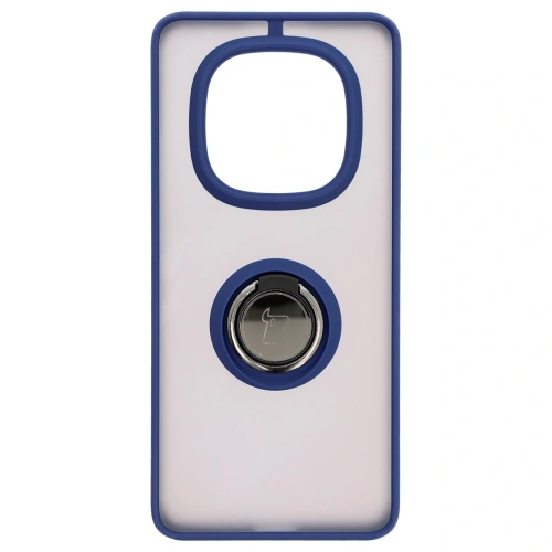 Etui z uchwytem na palec Bizon Case Hybrid Ring do Xiaomi Redmi Note 14 Pro 5G / Poco X7 przydymione z granatową ramką