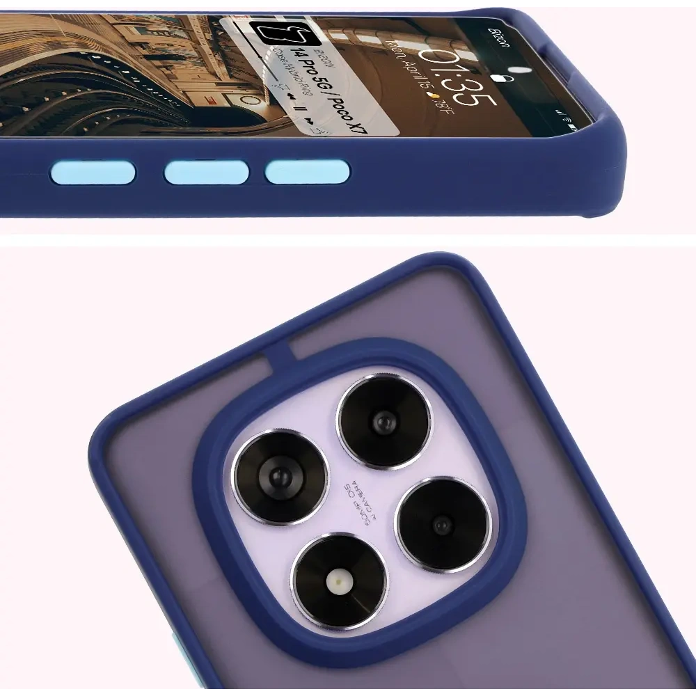 Hurtownia GSM - Bizon Case Hybrid Ring Xiaomi Redmi Note 14 Pro 5G / Poco X7 füstös sötétkék kerettel - BIZ8406 - {ean13} - Hurt