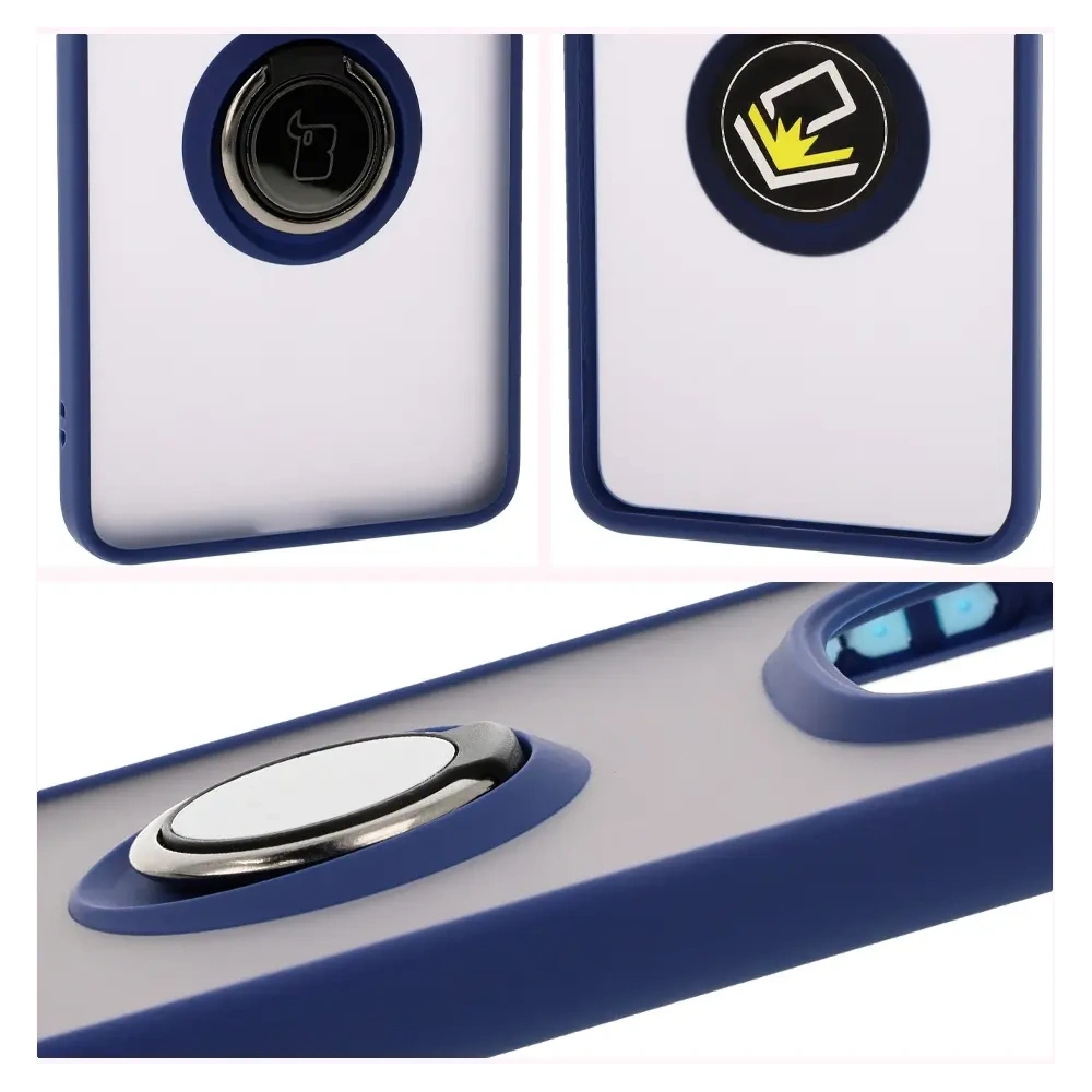 Hurtownia GSM - Bizon Case Hybrid Ring Xiaomi Redmi Note 14 Pro 5G / Poco X7 rauchig mit einem dunkelblauen Rahmen - BIZ8406 - {ean13} - Hurt