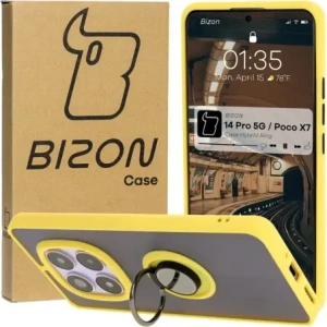 Hurtownia GSM - Bizon Case Hybrid Ring Xiaomi Redmi Note 14 Pro 5G / Poco X7 rauchig mit einem gelben Rahmen - BIZ8407 - {ean13} - Hurt