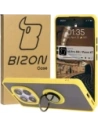 Bizon Case Hybrid Ring Xiaomi Redmi Note 14 Pro 5G / Poco X7 rauchig mit einem gelben Rahmen