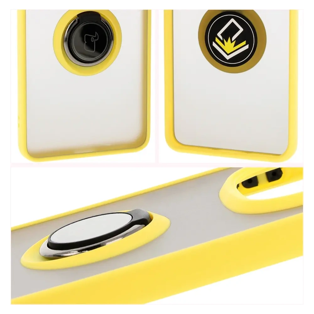 Hurtownia GSM - Bizon Case Hybrid Ring Xiaomi Redmi Note 14 Pro 5G / Poco X7 rauchig mit einem gelben Rahmen - BIZ8407 - {ean13} - Hurt
