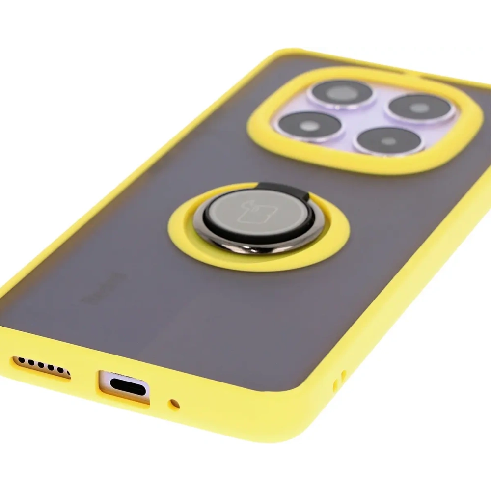 Hurtownia GSM - Bizon Case Hybrid Ring Xiaomi Redmi Note 14 Pro 5G / Poco X7 rauchig mit einem gelben Rahmen - BIZ8407 - {ean13} - Hurt