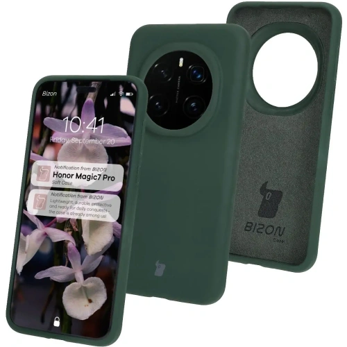 Silikonowe etui Bizon Soft Case do Honor Magic7 Pro ciemnozielone