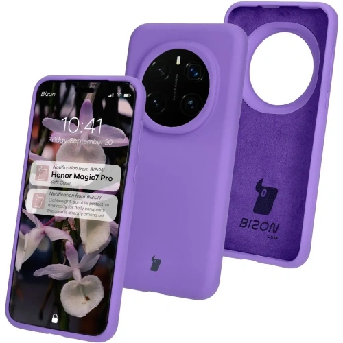 Silikonowe etui Bizon Soft Case do Honor Magic7 Pro fioletowe