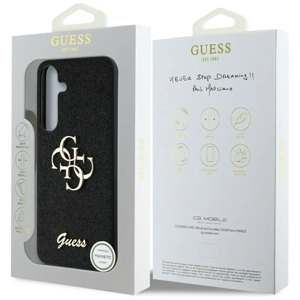 Hurtownia GSM - Etui Guess Fixed Glitter Big 4G Metal Logo do Samsung Galaxy S25 czarny - GUE4302 - {ean13} - Hurt