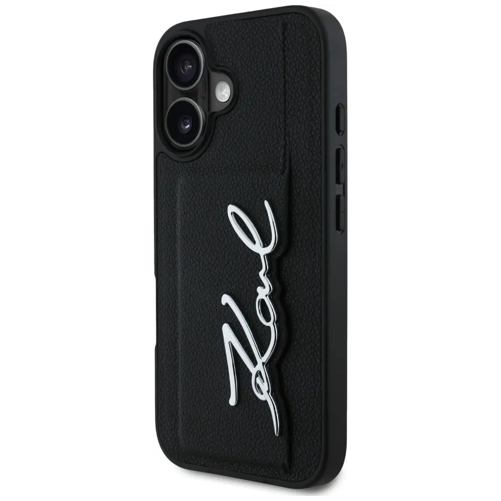 Hurtownia GSM - Karl Lagerfeld HC Grained PU Cardslot Metal Signature Apple iPhone 16 negru - KLD21895 - {ean13} - Hurt
