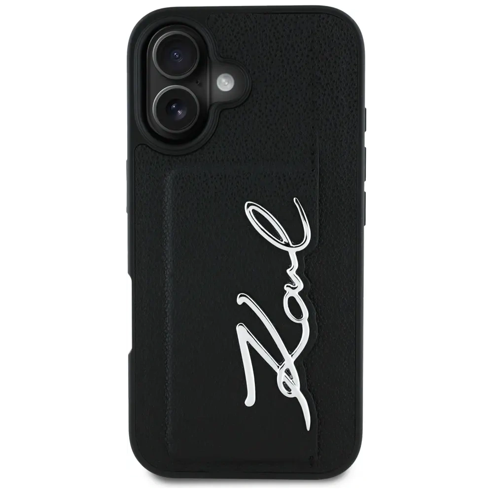 Hurtownia GSM - Karl Lagerfeld HC Grained PU Cardslot Metal Signature Apple iPhone 16 negru - KLD21895 - {ean13} - Hurt