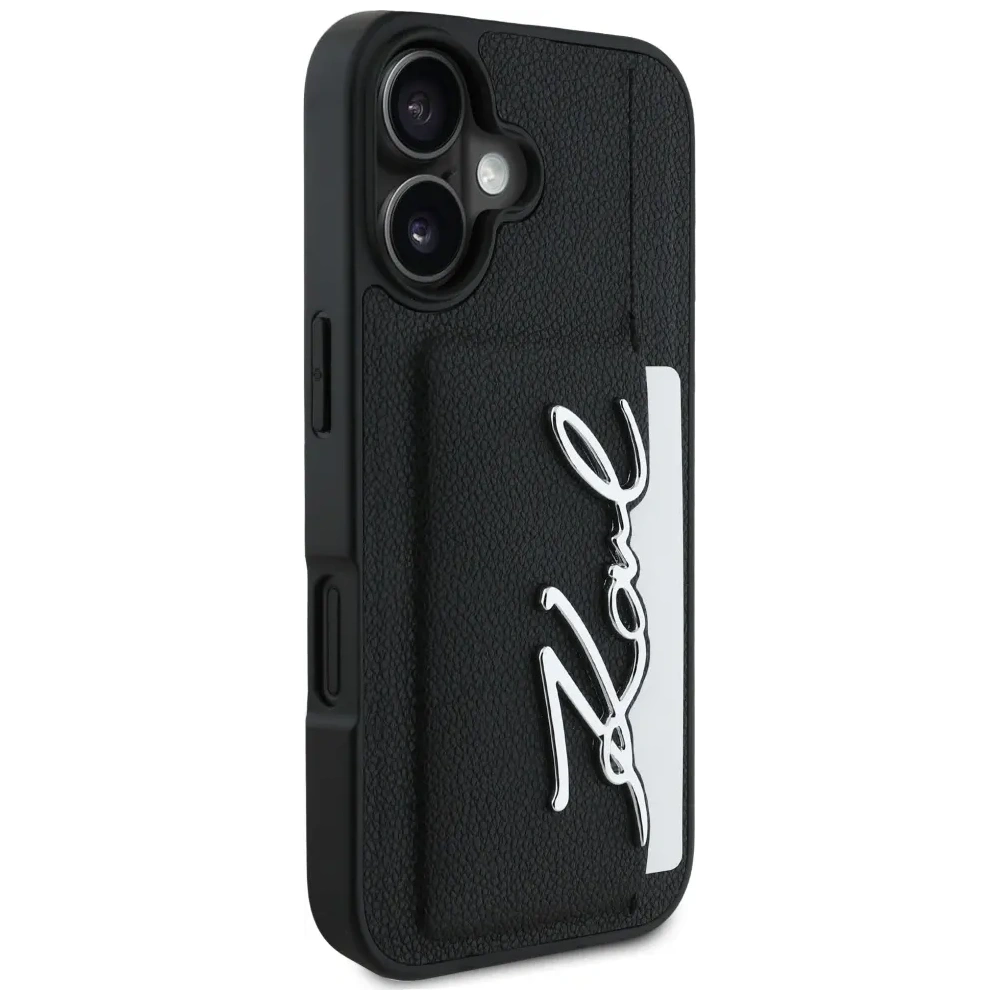 Hurtownia GSM - Karl Lagerfeld HC Grained PU Cardslot Metal Signature Apple iPhone 16 negru - KLD21895 - {ean13} - Hurt