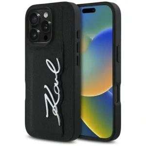 Hurtownia GSM - Etui Karl Lagerfeld HC Grained PU Cardslot Metal Signature do Apple iPhone 16 Pro černé - KLD21896 - {ean13} - Hurt