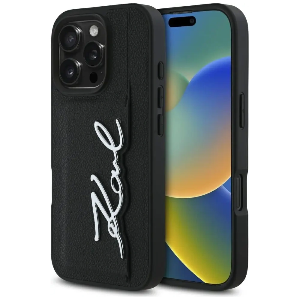 Hurtownia GSM - Etui Karl Lagerfeld HC Grained PU Cardslot Metal Signature do Apple iPhone 16 Pro černé - KLD21896 - {ean13} - Hurt