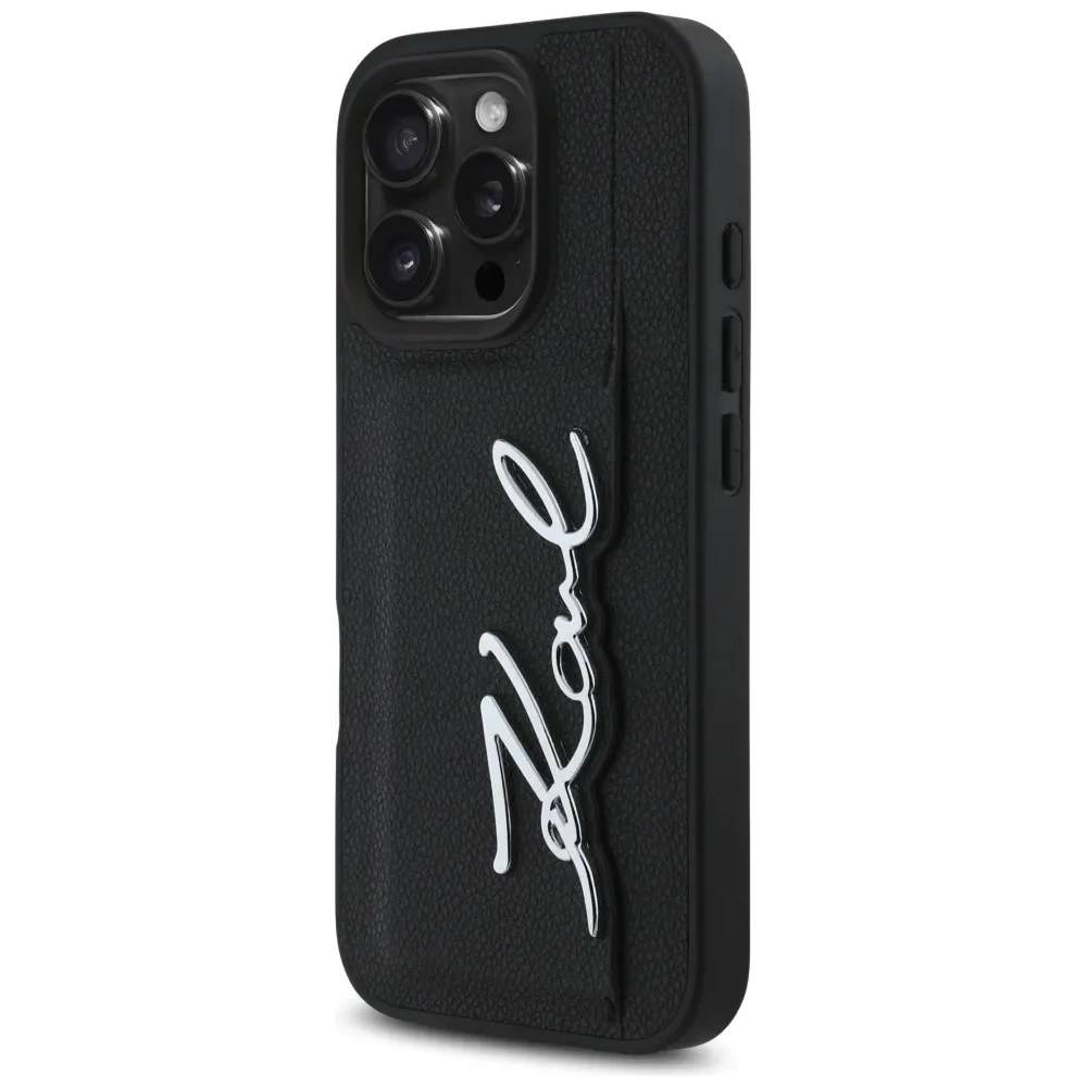 Hurtownia GSM - Etui Karl Lagerfeld HC Grained PU Cardslot Metal Signature do Apple iPhone 16 Pro černé - KLD21896 - {ean13} - Hurt