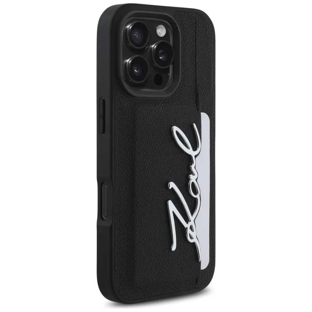 Hurtownia GSM - Etui Karl Lagerfeld HC Grained PU Cardslot Metal Signature do Apple iPhone 16 Pro černé - KLD21896 - {ean13} - Hurt